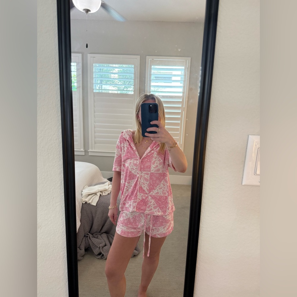 Pink and White Floral Pajama Set